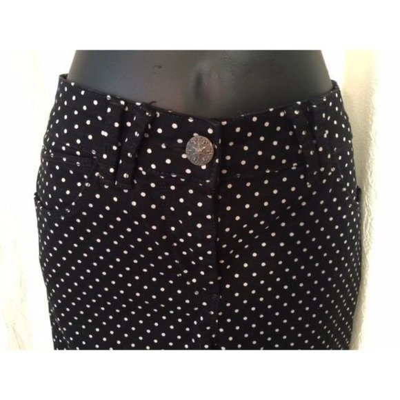 M&S UK Women's Cropped Jegging Jean Size 10 UK, 8 US Black with White Polka Dots - Picture 2 of 6
